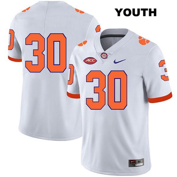 Youth Clemson Tigers #30 Keith Maguire Stitched White Legend Authentic Nike No Name NCAA College Football Jersey VGR8546PD
